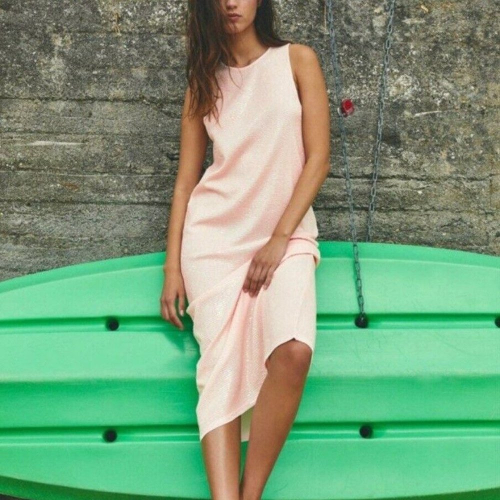ZARA LIMITED EDITION SEQUIN KNIT DRESS  PINK S